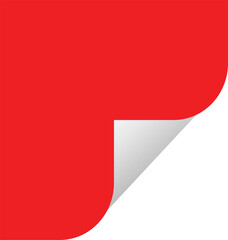 A vibrant red square with a curled corner revealing a white underside on a clean white background
