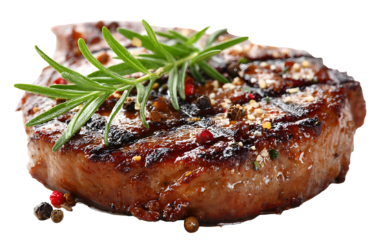 Grilled ribeye steak with rosemary and peppercorn seasoning