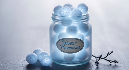 Winter Memories Jar - A Nostalgic Display of Snowballs and Twigs.