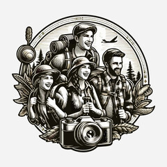 Hiking team on mountaintop