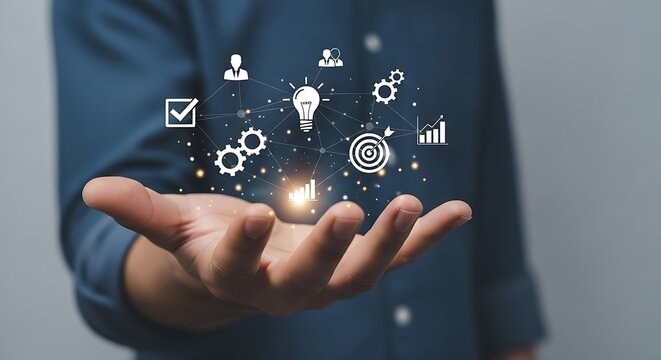 Boost your business with innovative solutions presented in the palm of your hand, driving growth and success, achieving targets with strategic planning