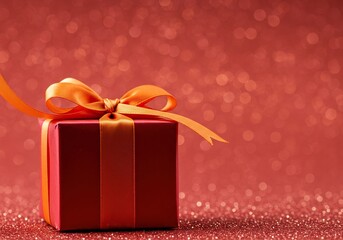 A vibrant gift box, exquisitely wrapped with a decorative bow, set against a festive and sparkling background, symbolizing joy and special occasions ,delight ,wrapping ,achievement