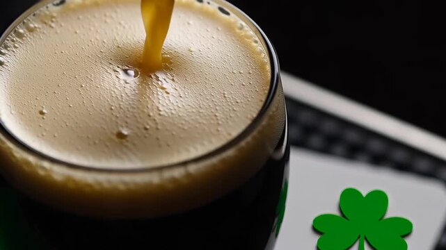 Irish stout craft beer pouring for st patrick's day celebration - Powered by Adobe