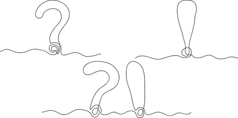 Question and exclamation marks one line drawn