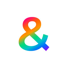 Stylish ampersand symbol with bright holographic gradient colors, ideal for typography, design elements, logos, and decorative artwork