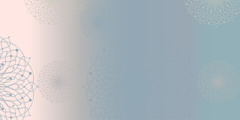 Dreamy gradient wallpaper with mandala pattern. Vector background for yoga, meditation disine