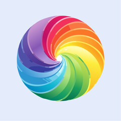 Vibrant Spectrum Swirl: Dynamic Circular Design with Rainbow Colored Gradient Layers