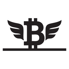Bitcoin logo in black and white silhouette vector design
