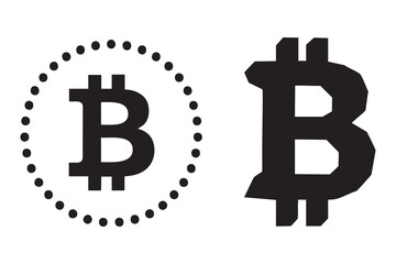 Bitcoin logo in black and white silhouette vector design