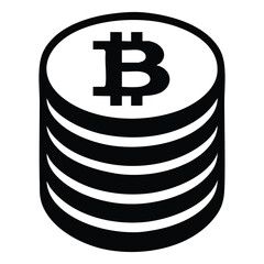 Bitcoin logo in black and white silhouette vector design