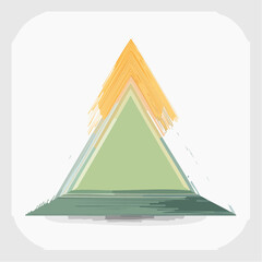 Geometric abstraction with layered brushstrokes and textured triangular shapes composition