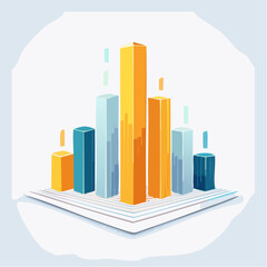 Stylized isometric bar graph illustration for presentations and visualizations