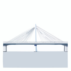 Sleek cable-stayed bridge architecture rendered in soft muted tones creating a serene graphic