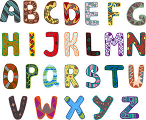 Hand-drawn colorful cheerful font