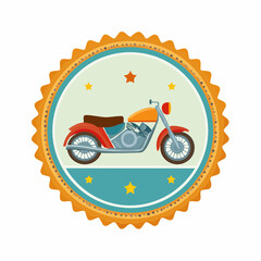Vintage motorcycle emblem with decorative stars evoking adventure and nostalgia cruising