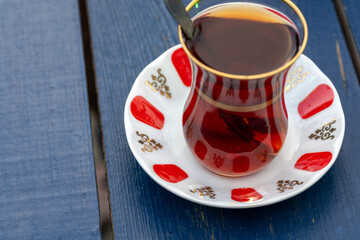 Close-Up of Traditional Turkish Tea