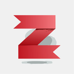 Crimson zigzag ribbon element evoking celebratory decorations and festive design flair