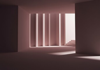 Architectural repetition and voids creating a rhythmic spatial arrangement with smooth, empty surfaces and strong linear elements ,negative space ,modern ,architectural