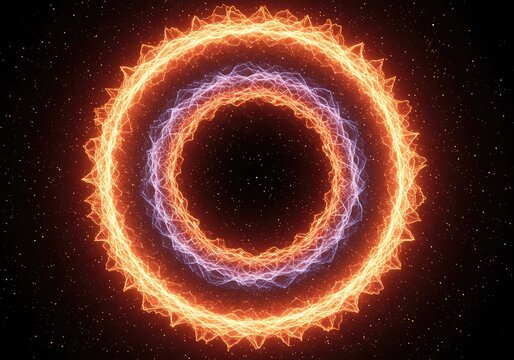 Complex digital visualization of cosmic singularity event. Intense energy distortion and infinite density at a central abstract point ,concept ,future ,limit