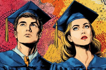 pop art style graduation students