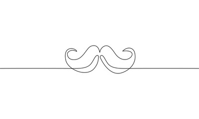 Continuous line drawing of Mustache isolate on white background.	