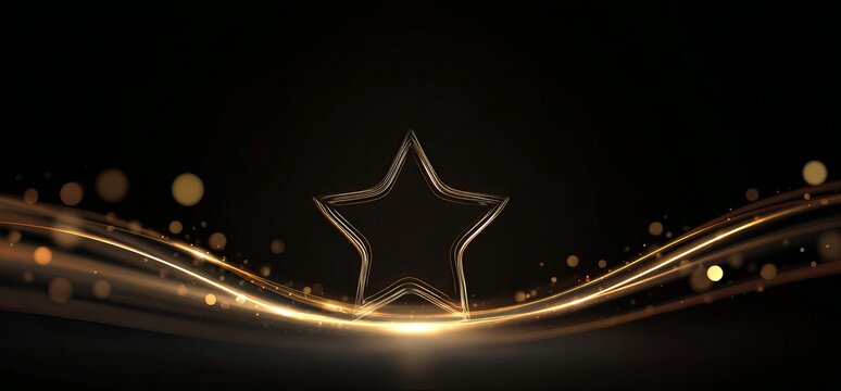 abstract golden star with light effect on a black background vector illustration design element  with glowing light effects and bokeh lights.