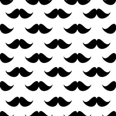 Mustache seamless pattern isolate on white background.	