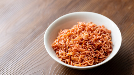 Close-Up of Red Instant Noodles