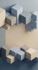 Arrangement of Abstract Geometric Cubes in Muted Tones for Conceptual Design