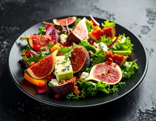 Delicious Fig and Cheese Salad with Greens.