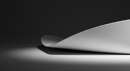 Abstract minimalist study of light and shadow, highlighting the gentle, smooth arc of an empty, blank, curved surface ,pure ,curve ,modern