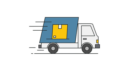 Fast delivery truck with package, symbol of efficient shipping and express courier services for modern business, originally a scalable vector graphic