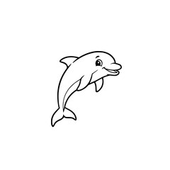 Obraz premium Simple Cartoon Dolphin Jumping Black Outline for Coloring Book Generative AI