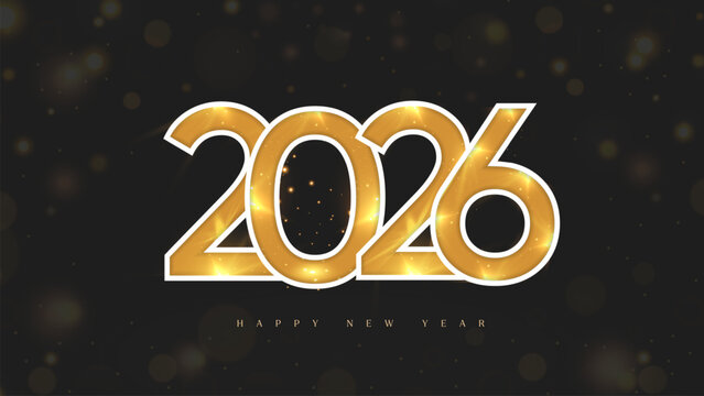 Happy New Year 2026 luxury banner; an elegant background with golden 2026 typography and bokeh lights for a New Year's Eve celebration