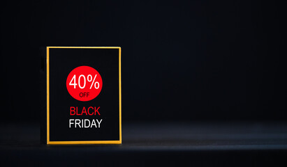 mockup Black Friday 40% Off Promotion Banner on Dark Background-Big Sale Event Concept