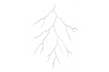 Lightning bolt illustrating power, energy, and weather phenomena. Transparent background makes it easy to add to any scene
