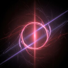 Obraz premium Abstract digital visualization of intersecting energy waves across a deep dimensional plane. Dynamic cosmic geometry pattern ,theoretical ,hyperspace ,interconnected
