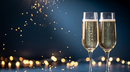 Two Glasses of Champagne with Bokeh Lights and Sparkles (51) photo