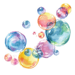 2D design Vector illustration, My Watercolor, hand-painted, simple, Soap bubbles in flight painting illustration isolated on a white background, EPS format design. vector design