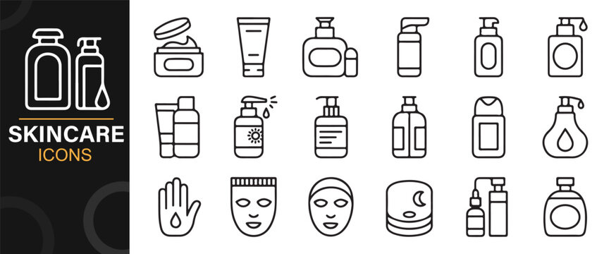 Spa and skincare essentials illustrated in minimal vector icons