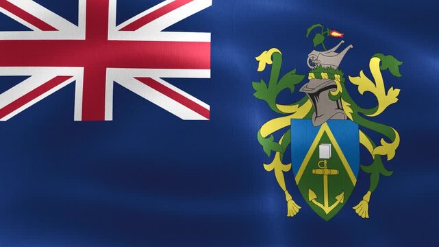 Pitcairn Islands flag - realistic waving fabric flag