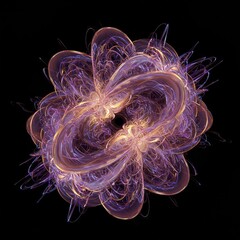 Evolving geometric forms creating a complex, colorful energy field. Conceptual motion and flowing complexity in a digital space ,cyberspace ,artistic ,flow