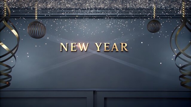 Elegant New Year's Eve backdrop with sparkling lights and gold accents for festive celebrations and marketing campaigns, bringing joy and excitement