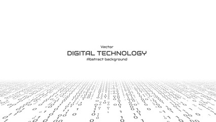 Isometric binary code background. Binary data software programming code banner. Concept of coding, computer cyber source, hacker program. Technology stream binary code. Vector illustration.