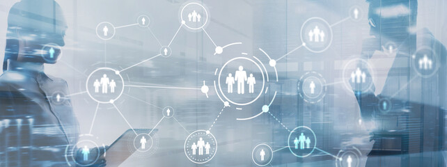 People relation and organization structure. Human resource management mixed media finance concept