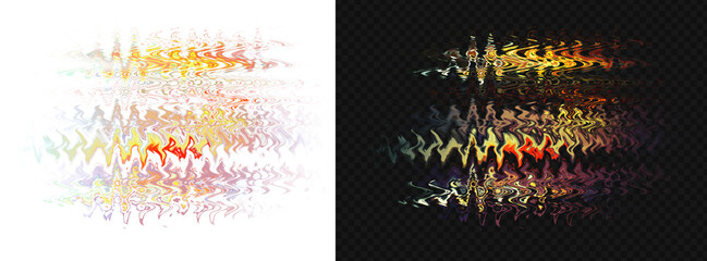 dynamic ripple effect with vibrant fire and light distortion, showcasing bright and dark versions for diverse design and overlay projects.