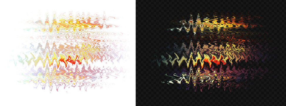 dynamic ripple effect with vibrant fire and light distortion, showcasing bright and dark versions for diverse design and overlay projects. - Powered by Adobe