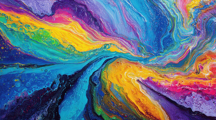 Vibrant Rainbow Fluid Art Background