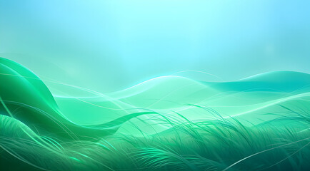 Soft turquoise green background and grass texture