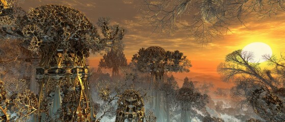 Steampunk sunset for New Year celebration